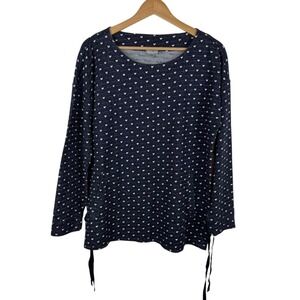 T by Talbots Heart‎ Print Long Sleeve Lace Up Sides Sweatshirt Sz L Casual Comfy
